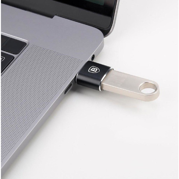Baseus Adapter USB Hun til USB-A Hann Aluminium SVART Black