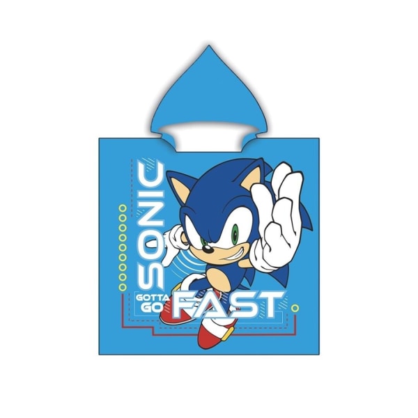 Sonic Gotta Go Fast Kids dobbeltsidig hettehåndkle Poncho 110x55 Multicolor