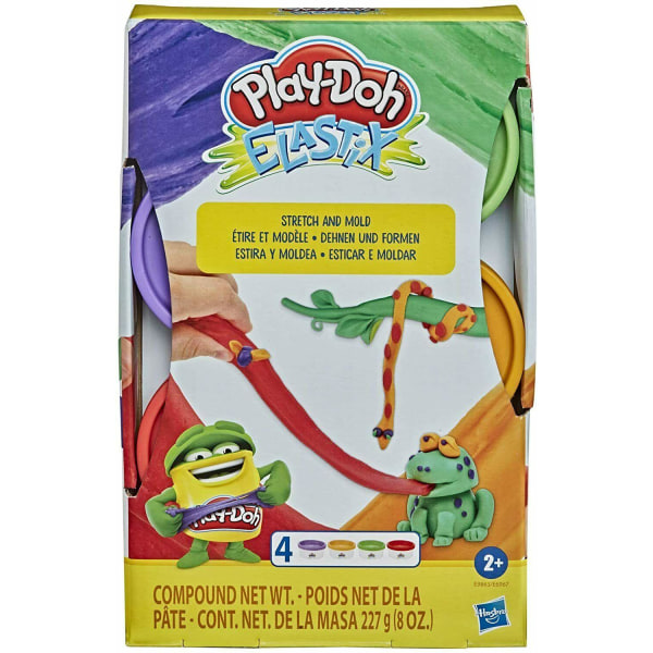 Play-Doh Elastix Compound 4-pakkaus kirkkaita värejä Leklera Lekset Multicolor
