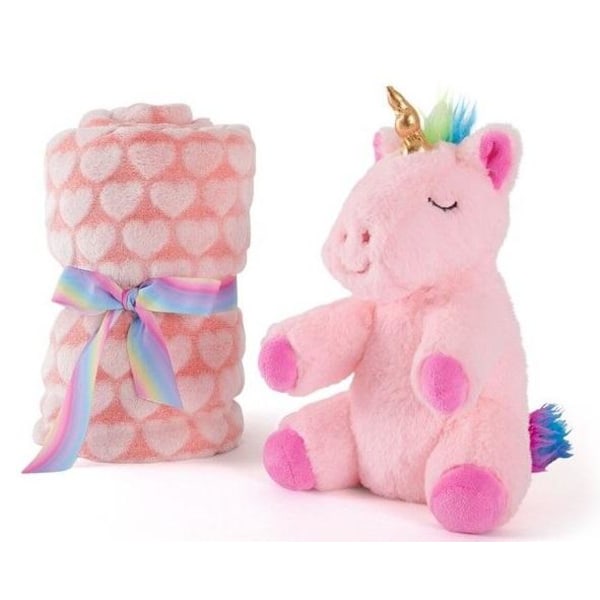 Unicorn Lily Plush Soft Toy + Blanket Pehmo Pink 22cm Pink