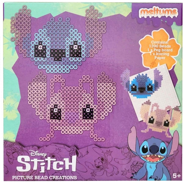 Disney Stitch Och Angel Meltums 1200st Set Pyssel Perler Og Perleplade Multicolor