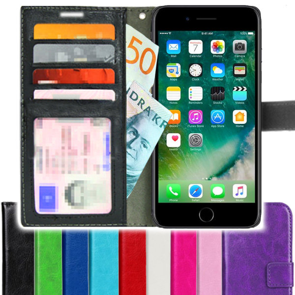 iPhone 7 Plus (5.5) Lommebok -deksel ID -lomme Dark pink