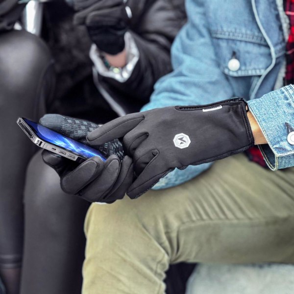 Vinterhansker for menn for smarttelefon med berøringsskjerm, sva Black one size