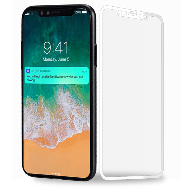 Fullskjerm iPhone X/Xs herdet glass skjermbeskytter detaljhandel White