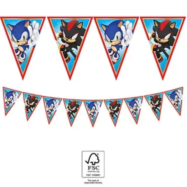 Sonic Papir Flaggbanner Bursdagsfest Dekorasjon 2,3m 9st Falgg Multicolor one size