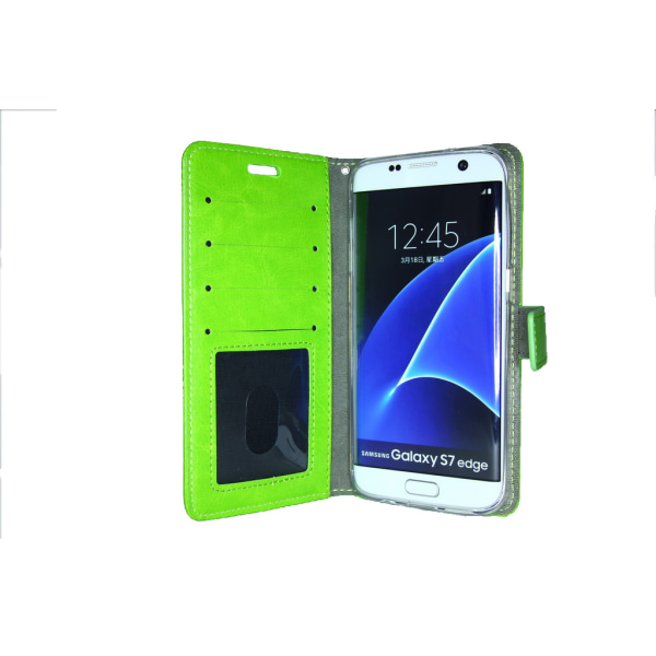Samsung Galaxy S7 EDGE lommebok -ID -lomme, 4 stk kort + håndled Green