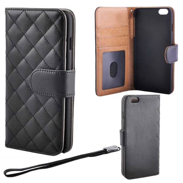 Quilted Luxury Wallet Case iPhone 6 PLUS/6s PLUS, svart Black