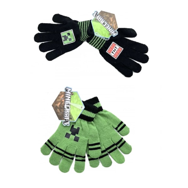 2-Pairs Minecraft Creeper Gloves Lapaset Lasten One Size Multicolor one size