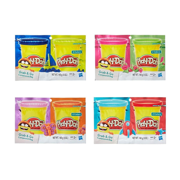 12-Pack 24st Play-Doh Grab N Go Compound Bag Leklera Lekset Multicolor