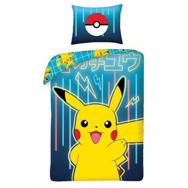 Pokemon Neon Duvet Cover Bed 140x200 + 70x90cm Multicolor