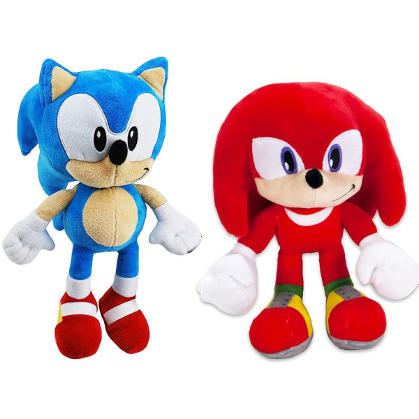 2-Pack Sonic The Hedgehog & Knuckles Plysdyr Legetøj Plush Soft Multicolor