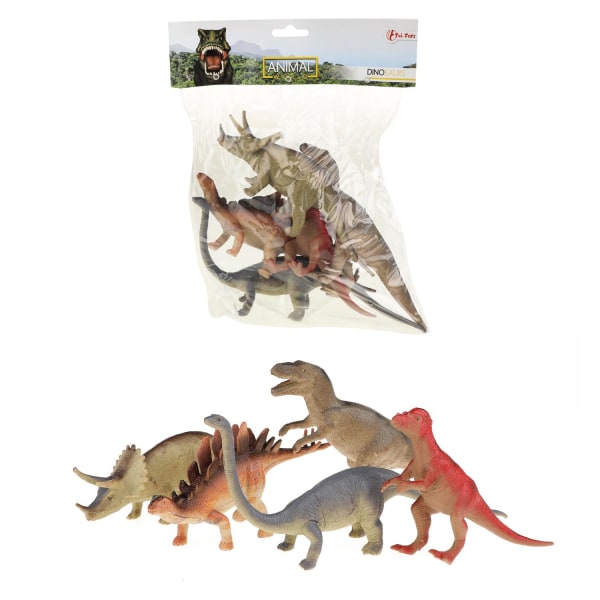 5stk Deluxe legetøjsdyr Dinosaurer T-Rex 20 cm figurer Multicolor