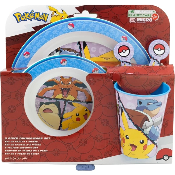 5-Pak Pokémon Distorsion Spisesæt med tallerken, glas, skål og b Multicolor