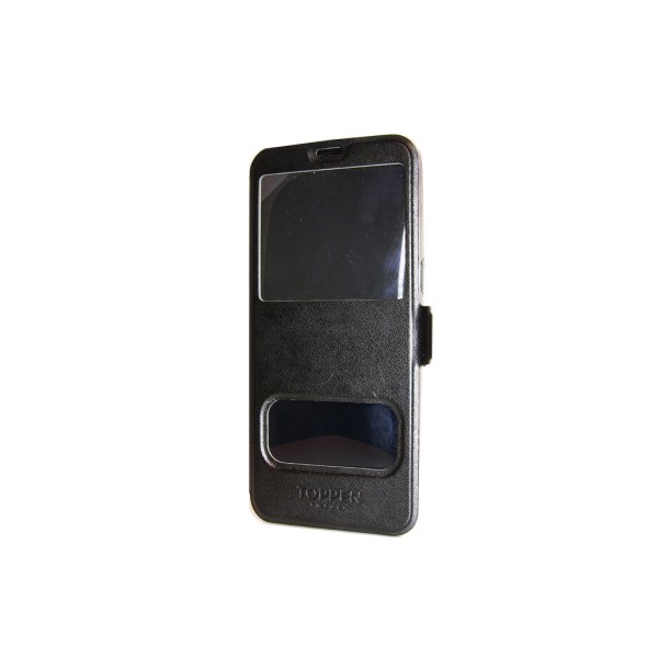 TOPPEN  Dual View Flip Cover Case Samsung Galaxy S8 Nahkakotelo Black