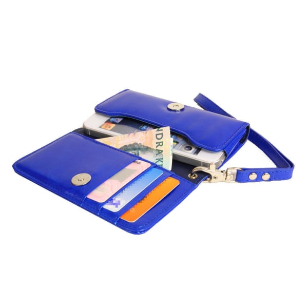Pung Taske Håndtaske iPhone SE / 5S / 5 / 5C / 4S + Håndledsrem Dark blue