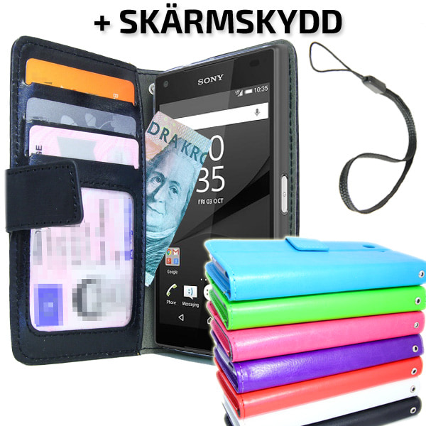 Sony Xperia Z5 COMPACT Wallet Case ID / valokuvatasku + suojaus Turquoise