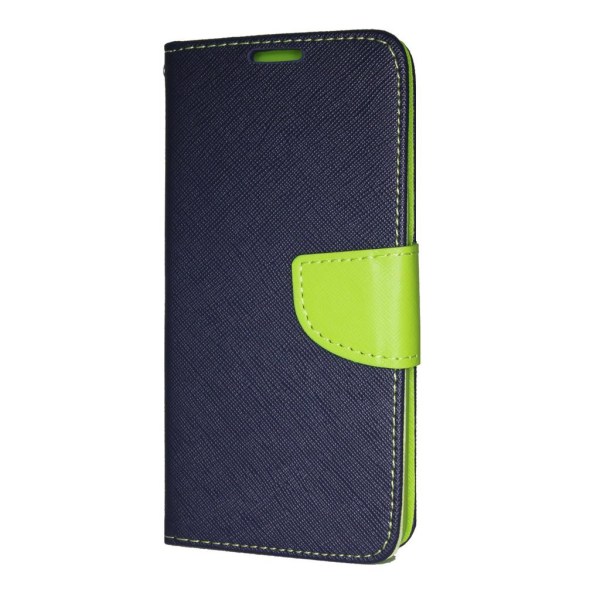 iPhone 12/12 Pro Plånboksfodral Fancy Case + Handrem Mörkblå-Lime Mörkblå