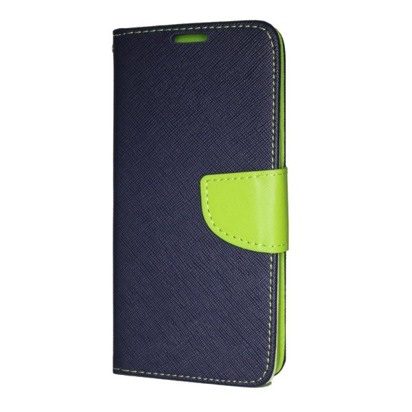 iPhone 12/12 Pro tegnebog fancy taske + håndrem mørkeblå-lime Dark blue