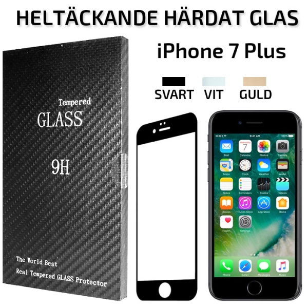 Heltäckande Härdat Glas iPhone 7 Plus Skärmskydd Retail Vit