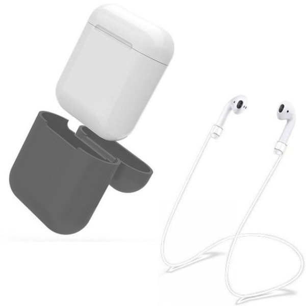 Airpod silikonetui + hodetelefonstropper og håndleddsrem Apple g Grey