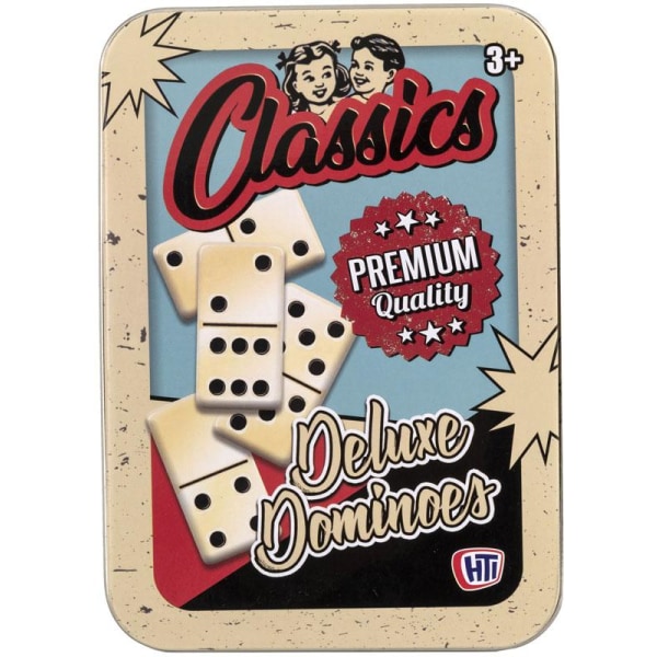 Klassikere Spill Deluxe Dominoer i metallblik 28 deler Premium k Multicolor