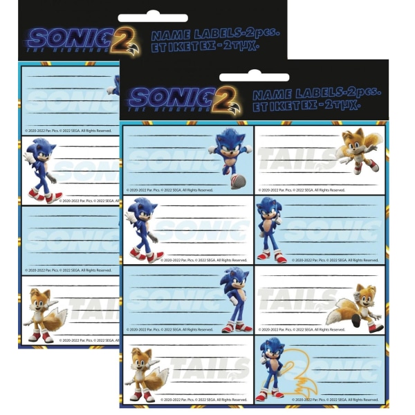 Sonic The Hedgehog Navneetikett Adresse etikett Sonic & Tails Multicolor one size