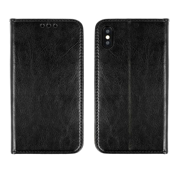Genuine Leather Book Slim iPhone Xs Max Cover Nahkakotelo Lompak Black