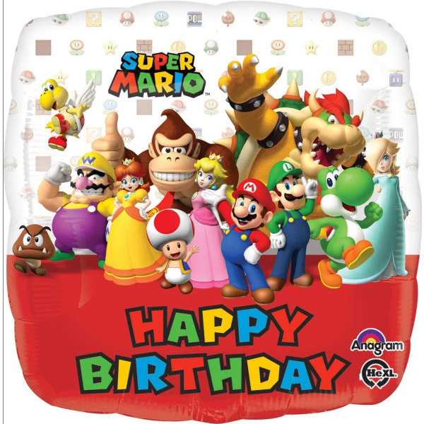 Super Mario Happy Birthday Standard Folieballong 43cm multifärg one size
