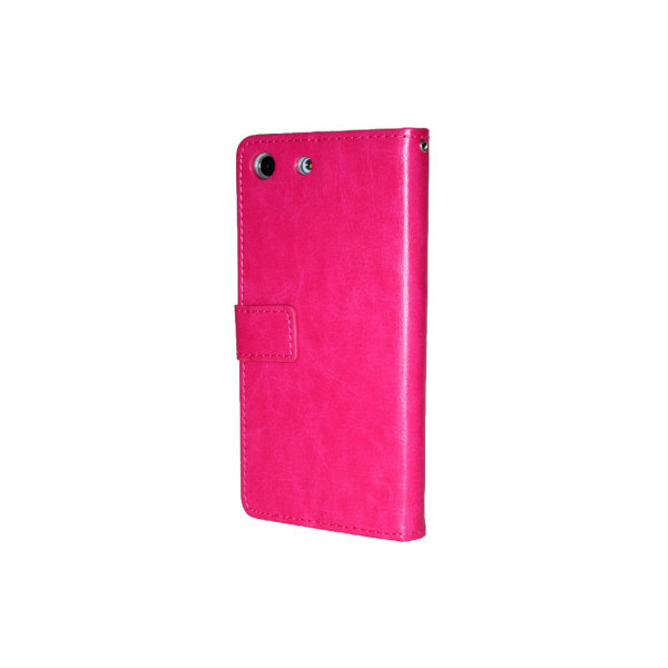 Sony Xperia M5 Wallet Case ID pocket, 4pcs Cards + Wrist strap Dark pink