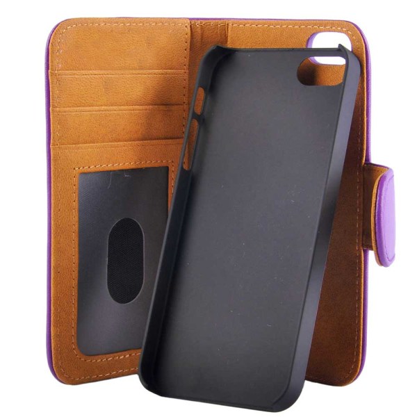 Wallet Case With Removable Magnetic Back Cover iPhone 5/5s/SE 4" Purple