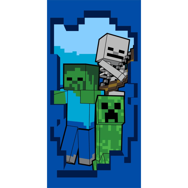 Minecraft Beware Zombie Creeper Skeleton Handduk Badlakan 70x140 multifärg