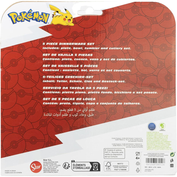 5-Pack Pokémon Distorsion Dinnerware Set Med Tallrik Glas Skål Och Bestick. multifärg