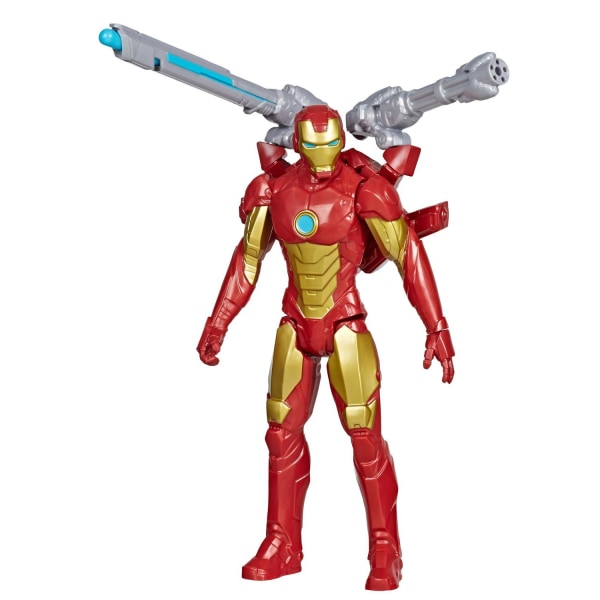 Marvel Avengers Iron Man Titan Hero Figure Med Blast Gear Louncher 30cm Blå