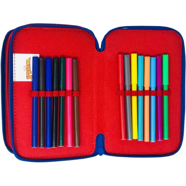 Spiderman Wall-Crawler Triple School Set 37-deler fylt blyanthus Multicolor