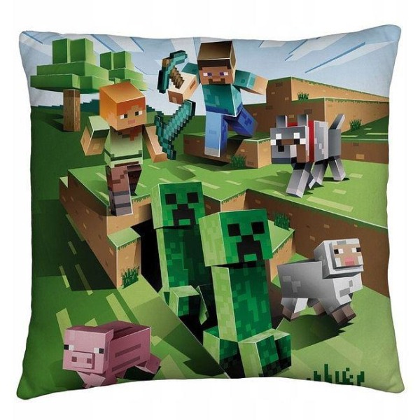 Minecraft Pute Dobbeltsidig Motiv, Gård, Pute Green