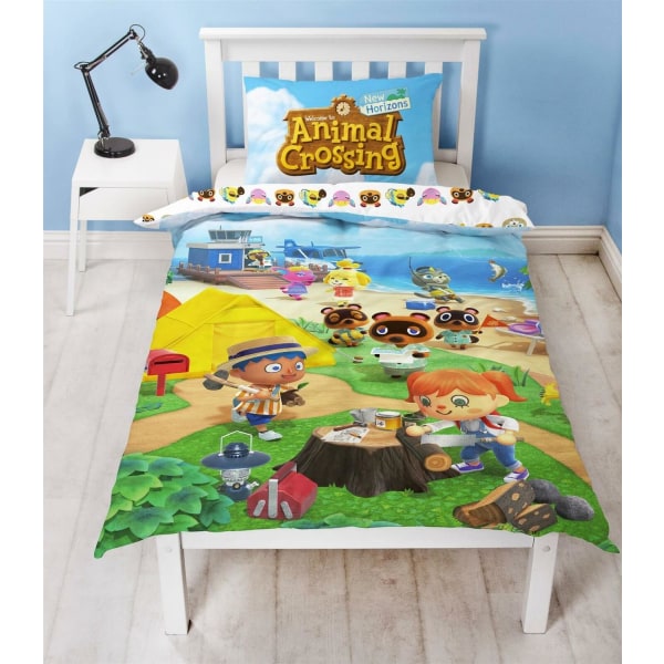Animal Crossing Beach Påslakanset Bäddset Sängkläder 135x200 + 4 multifärg