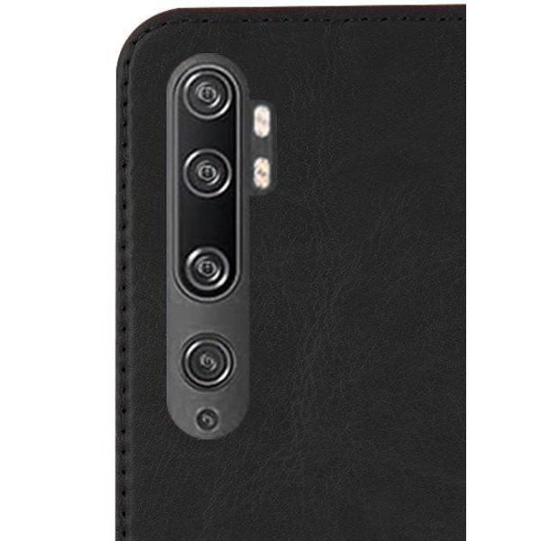 Äkta Läder Book Slim Xiaomi Mi Note 10 Plånboksfodral Svart Svart