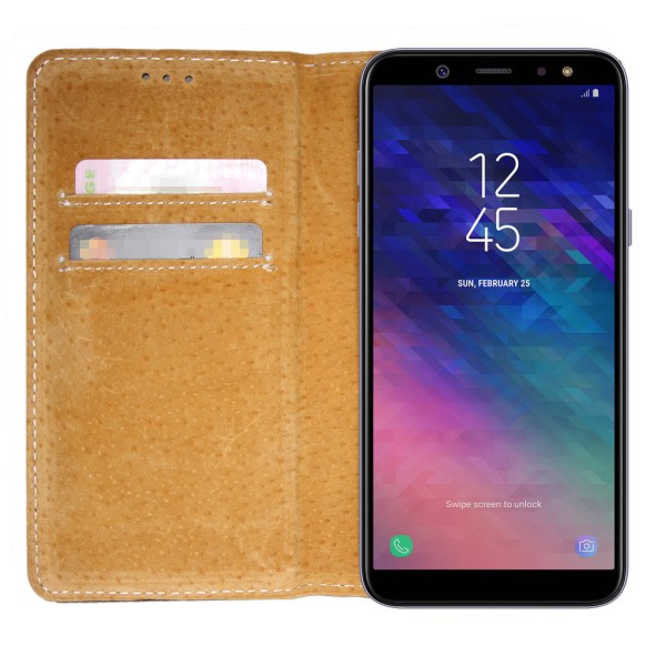 Lommebok -deksel i ekte lær Book Slim Samsung Galaxy A8+ 2018 sv Black