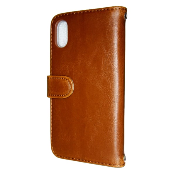 TOP iPhone X / Xs tegnebog med ID-lommebog taske / omslag Brown