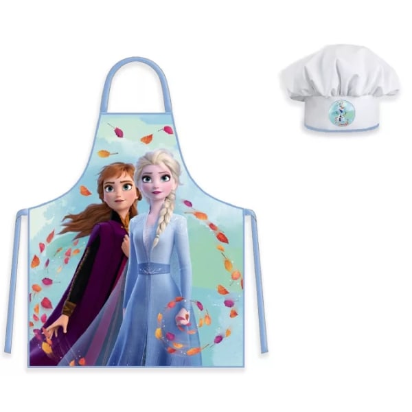 Disney Frozen Elsa Anna Barn Förkläde Med Kockmössa 55cm multifärg