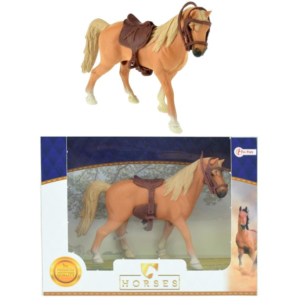 HORSES PRO Brun hest med sadel 14x10cm Multicolor one size
