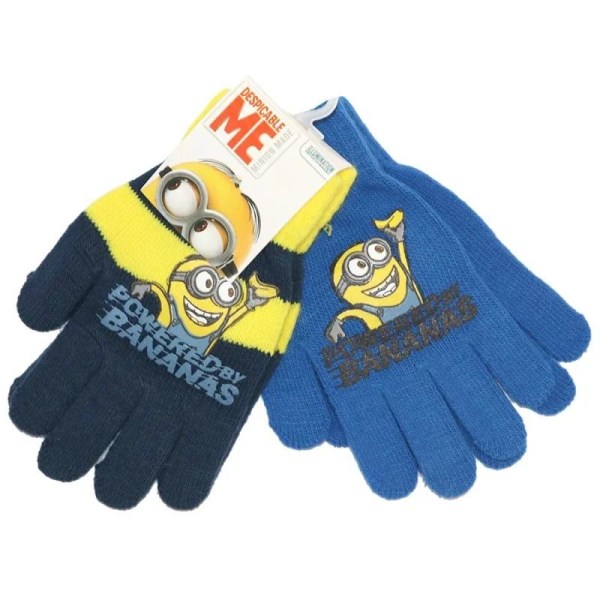 2-Pairs Minions Gloves Lapaset Lasten One Size Blue/Yellow Multicolor one size