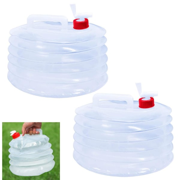 2-Pack vandflaske med hane 5L sammenklappelig vandbeholder Overl Multicolor
