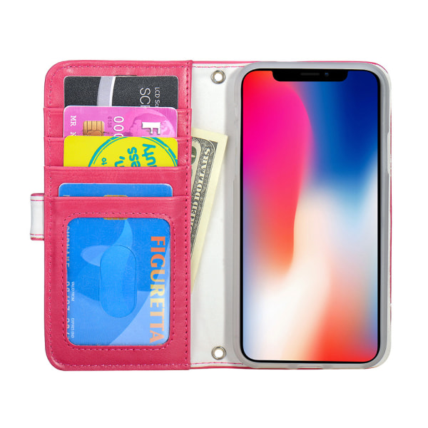 TOPPEN iPhone X Wallet Case ID pocket Nahkakotelo Lompakkokotelo Pink