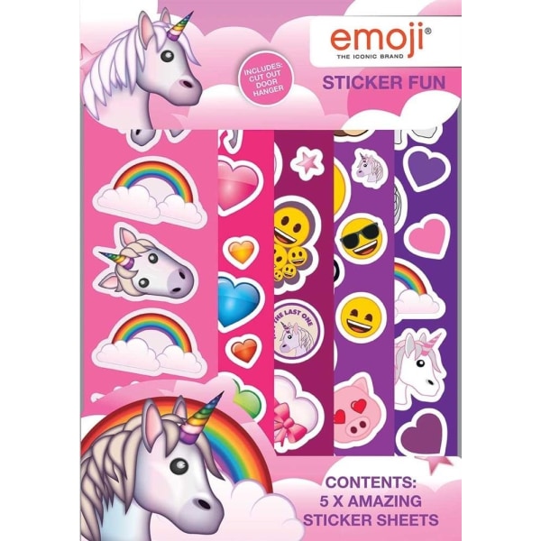 Emoji Unicorn Sticker Fun Stickers Set Klistermärken Enhörning Rosa one size