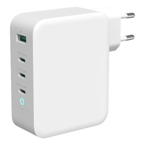 DELTACO USB-C wall charger, 1x USB-A, 3x USB-C Power Delivery, 1 White