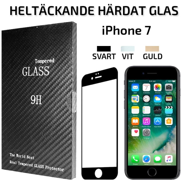 Fullskjerm iPhone 7 Herdet Glass Skjermbeskytter Retail Gold