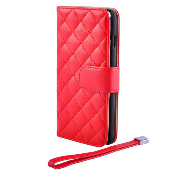 Luksus Deluxe Quiltet lommebok -deksel iPhone 6 Plus/6S Plus, rø Red