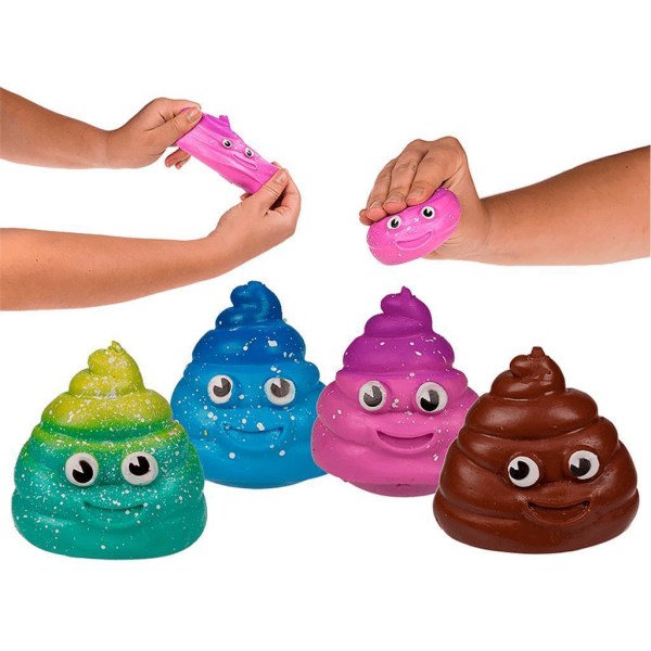 2-Pack Sticky Squeeze Poo Stressboll Klämboll Fidget Toy Stress multifärg