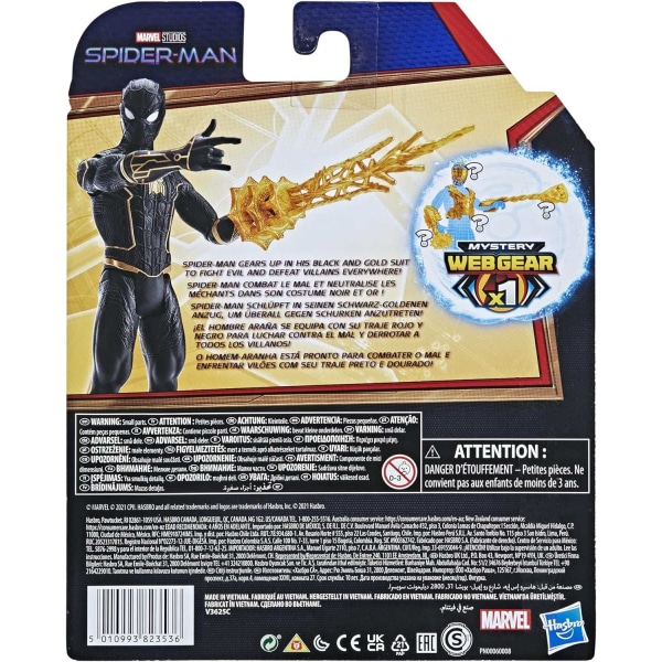 Marvel Spider-Man Spindelmannen Black And Gold Suit 15cm Action Figur Med Tillbehör F1913 multifärg